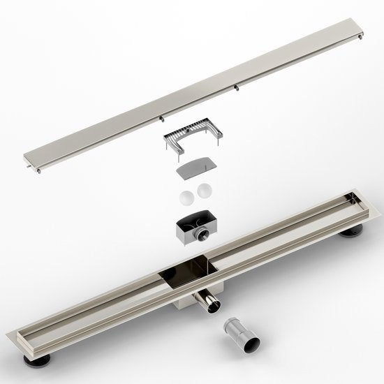 Douchegoot - 90cm - Tegelrooster - RVS - Met Flens