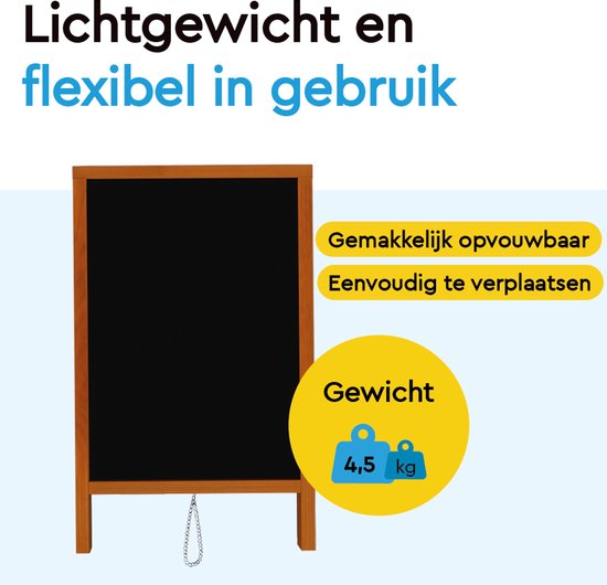 BRASQ Krijtstoepbord Mahonie - 55x 85 CM - Krijtbord - Reclamebord - Stoepbord - Dubbelzijdig - voor Binnen en Buiten - Horeca