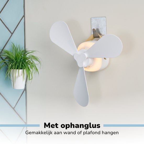 Lifetime Air Tafelventilator - Ventilator USB-C Oplaadbaar - Statief Ventilator met Nachtlampje en Afstandsbediening - Ventilator met Afstandsbediening en 3 Snelheden - Wit