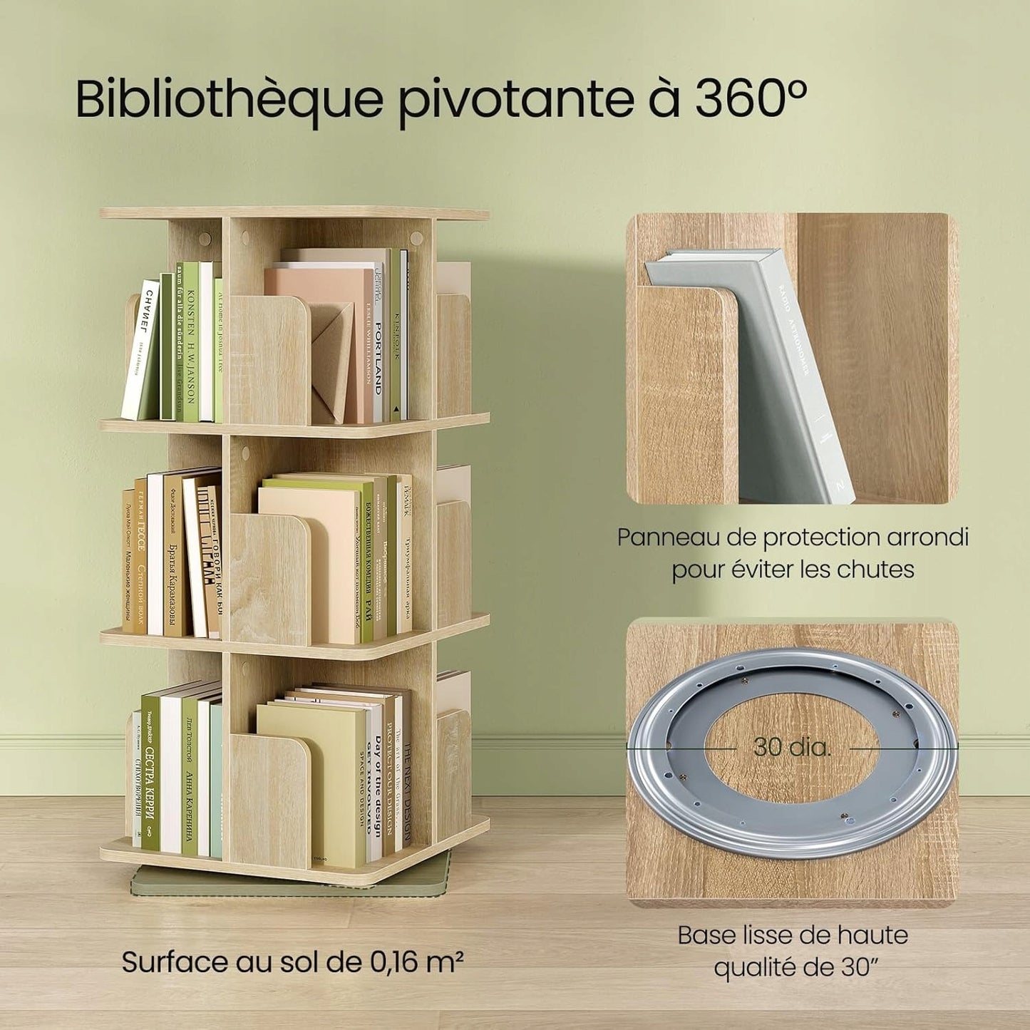 Eugad Draaibare Boekenkast 360Â° - Licht Eiken - 40 x 94,5 x 40 cm