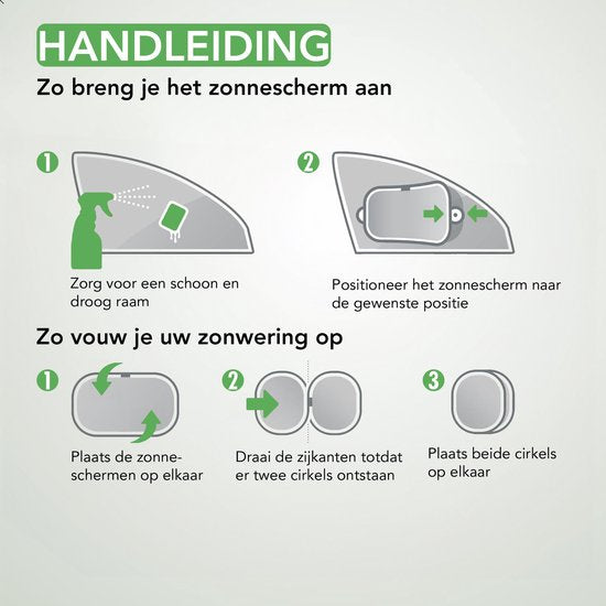 Travelhawk Zonnescherm Auto Baby - 2 Stuks - Zonwering Auto - UV Protectie voor Baby en Kind - Zonwering Zijruiten - Zelfklevend - Zwart