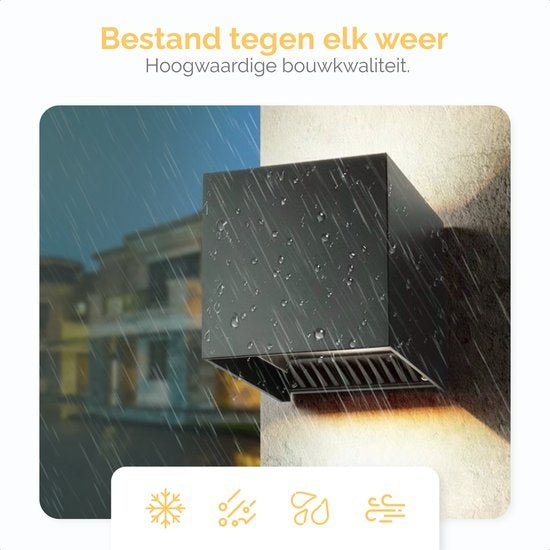 Goliving lamp – Wandlamp zwart binnen en buiten – Kubuslamp industrieel – Buitenlamp - Waterdichte LED-verlichting - Energiezuinig en roestvrij - 10x10x10 cm