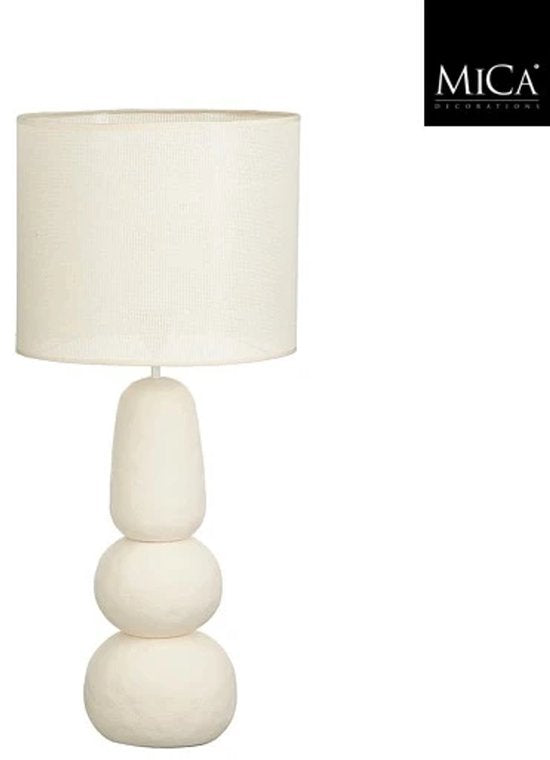 Mica Decorations Menko Tafellamp Woonkamer - Lamp Decoratief met Lampenkap - Bureaulamp Tafellampen Woonkamer - 84 x ⌀38 cm - 60W E27 IP20 - Cream