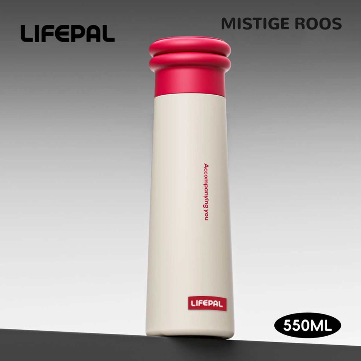 LIFEPAL BF25B572 waterfles met magnetische telefoonhouder - 550 ml - rozerood