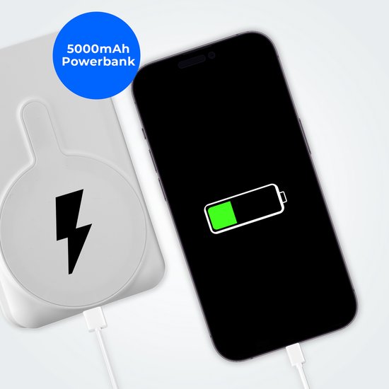 Denver Powerbank met Draadloze Oordopjes - 2-in-1 - 5.000 mAh - Bluetooth Oortjes Draadloos - Geschikt voor o.a. iPhone en Samsung - PWE5001W