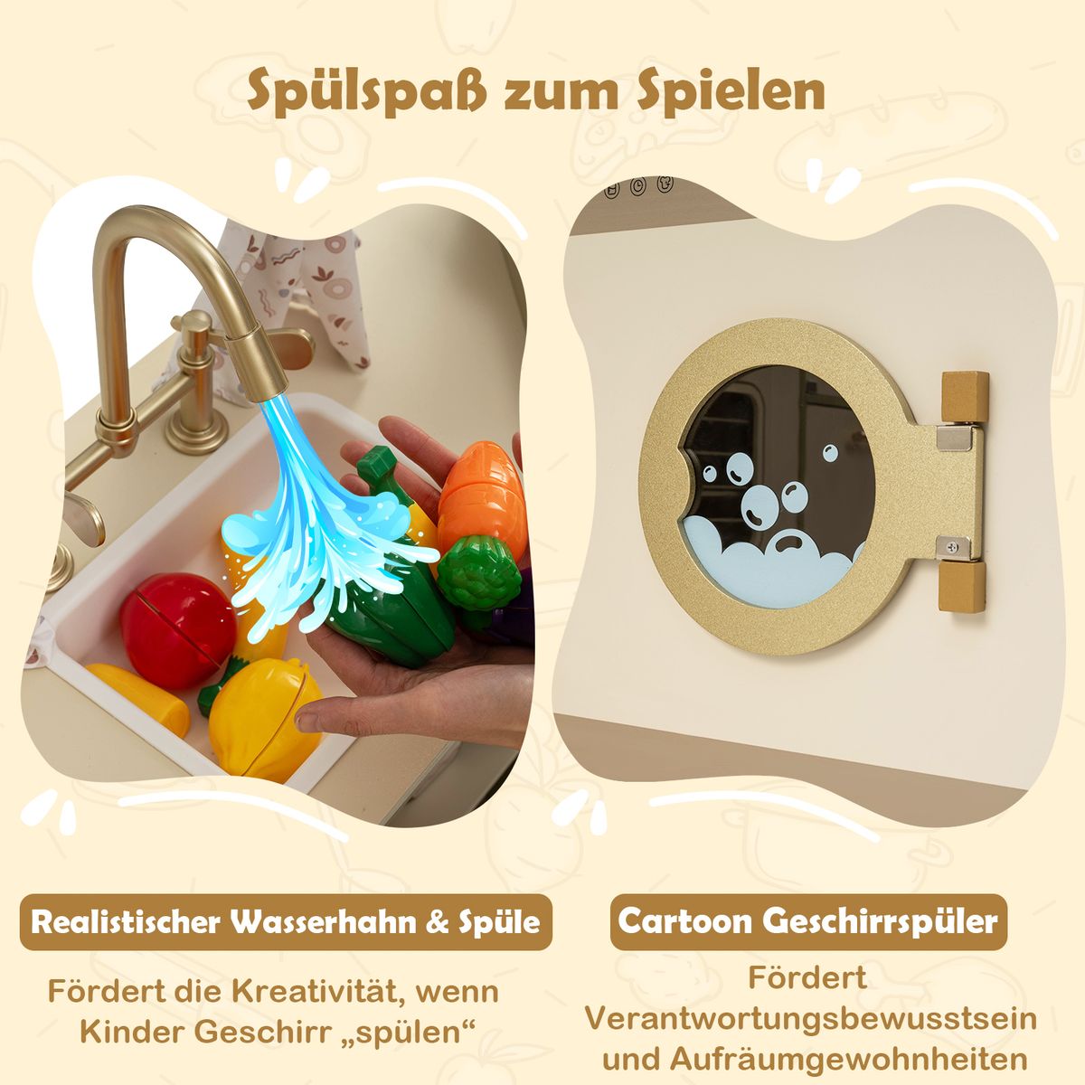 Coast Speelkeuken voor kinderen - met waterkraan en vaatwasser - met fornuis en koffiezetapparaat - groen