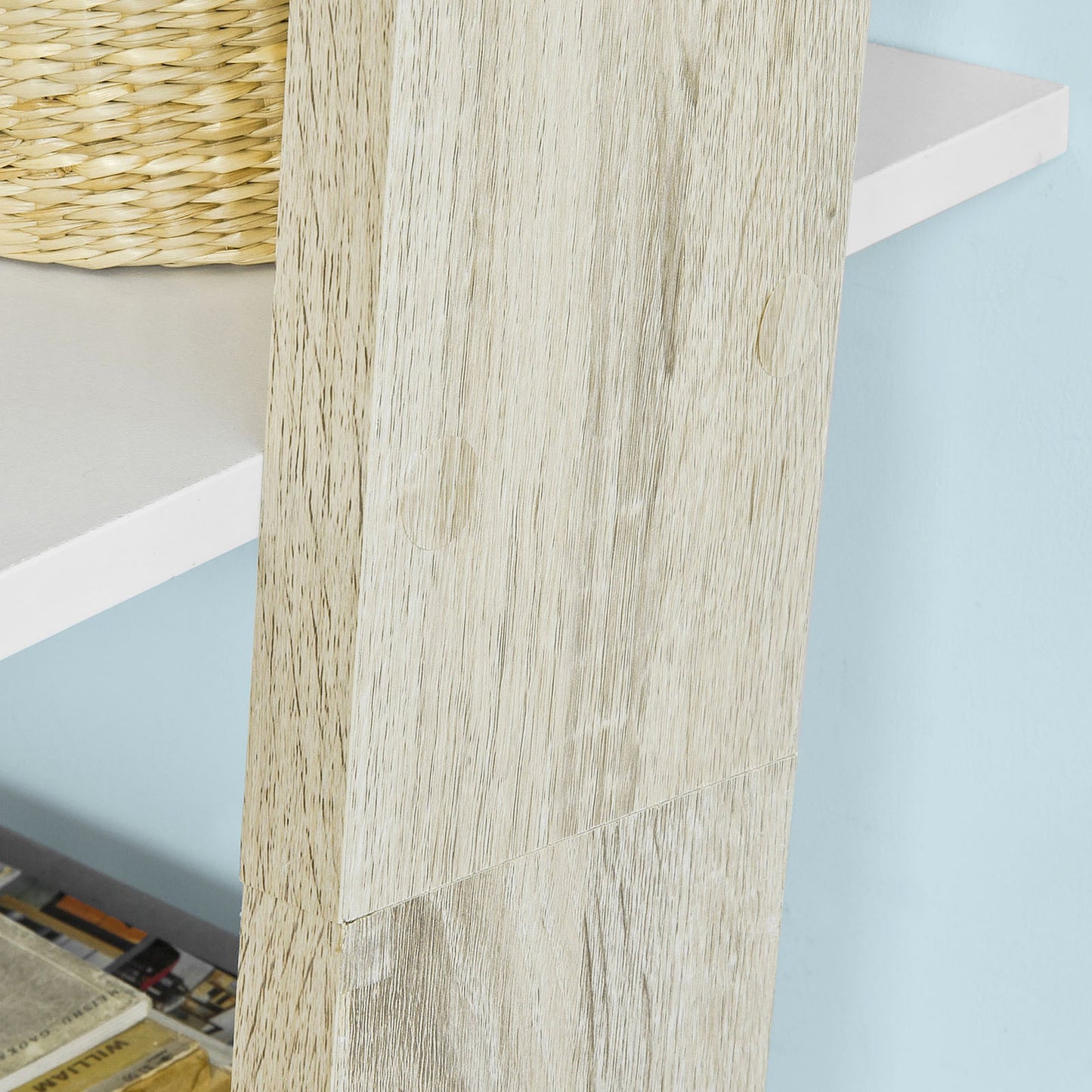 SoBuy FRG111-WN Boekenplank met Bureau - Wandmodel MDF/Spaanplaat - 40 x 65 x 176 cm - Wit/Naturel