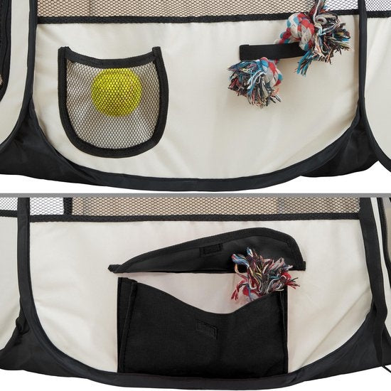 Opvouwbare puppyren puppytent Zwart incl - Draagtas - 400734