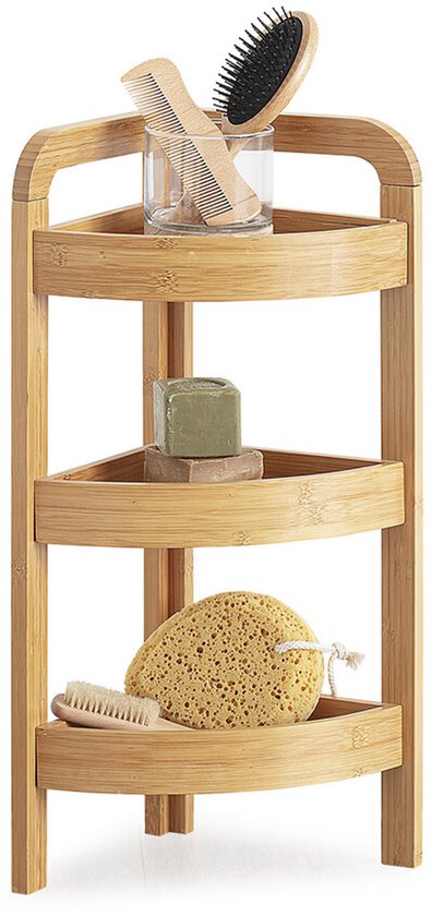 5Five Doucherekje/badkamerrekje hoek model - bamboe - 3 lagen - 23 x 61 cm