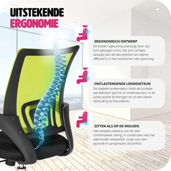 tectake - bureaustoel burostoel kantoor - design - zwart/groen