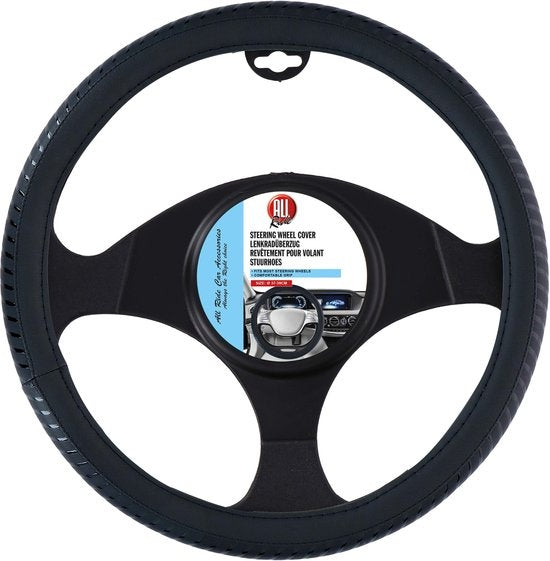 All Ride Stuurhoes Auto 38CM - Geschikt voor Stuurwielen 37-39CM - Comfortabele Grip - Anti-Slip - Auto Decoratie - Kunstleer - Zwart