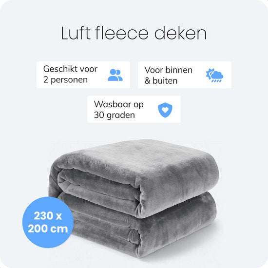 Luft Fleece deken - 230x200cm - Extra groot en super zacht - Plaid - Bankdeken - Fleece Plaid - Warm Dekentje voor Bank