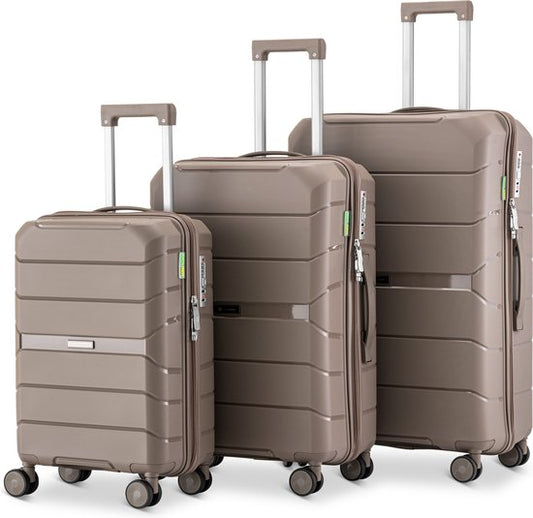SC Urban Adventurer - Kofferset - 3-delig - Cijferslot - 232L - Spinner wielen - Reiskoffer met Kofferslot - Lichtgewicht - Champagne