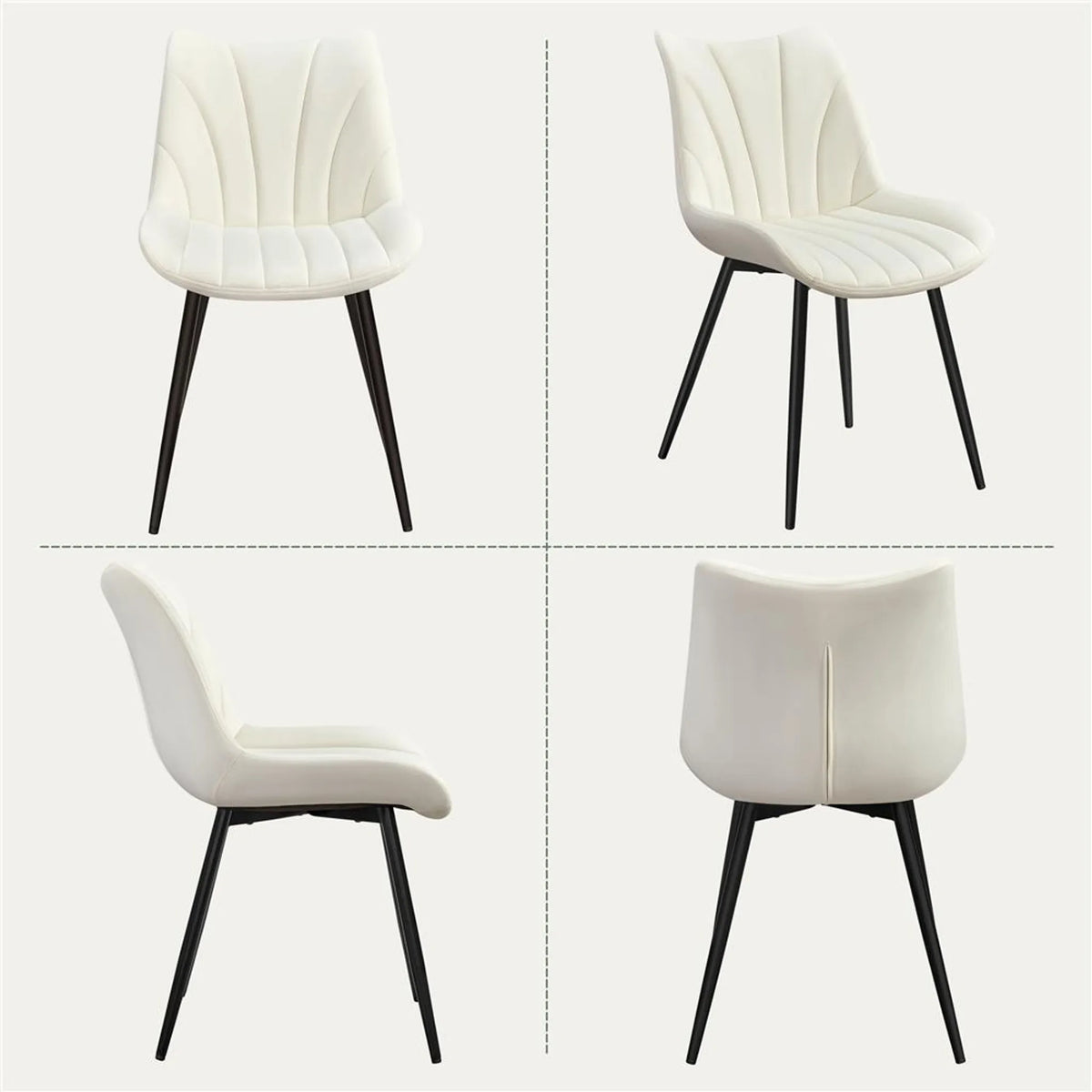 Yaheetech Set van 2 Eetkamerstoelen 47x58x84 cm – Beige – Polyester en Metaal