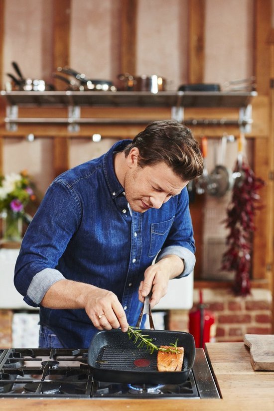 Jamie Oliver by Tefal Grillpan 23x27 cm – Inductie – Titanium Antiaanbaklaag – Thermo-Spot