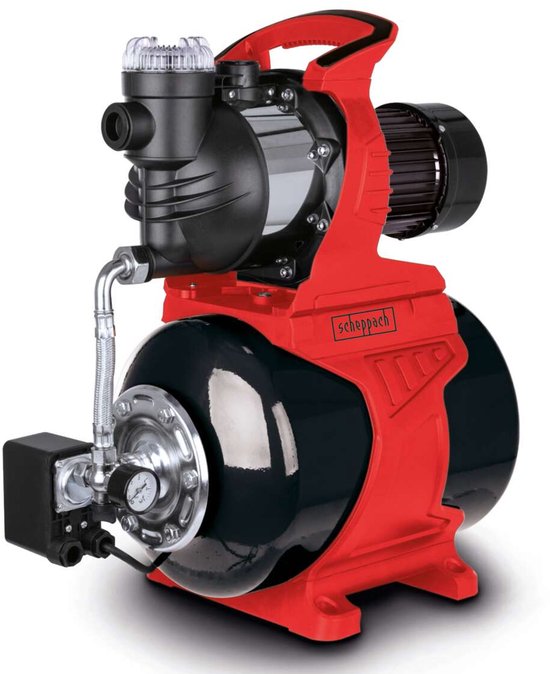 Huishoudwaterpomp - Scheppach - HWW1400c -1300 W - 6000 L/h - 4,8 bar - Max. leveringshoogte 44m - 24 L Tankinhoud