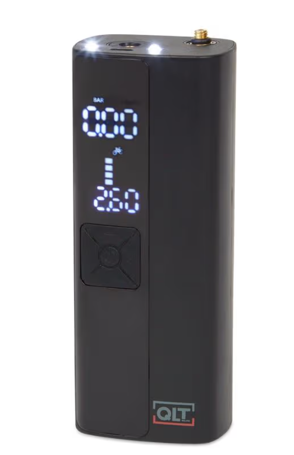 QLT Draadloze Luchtcompressor – USB Oplaadbaar – LCD Display met LED-Verlichting – Zwart – 5,5 x 4,5 x 19,8 cm