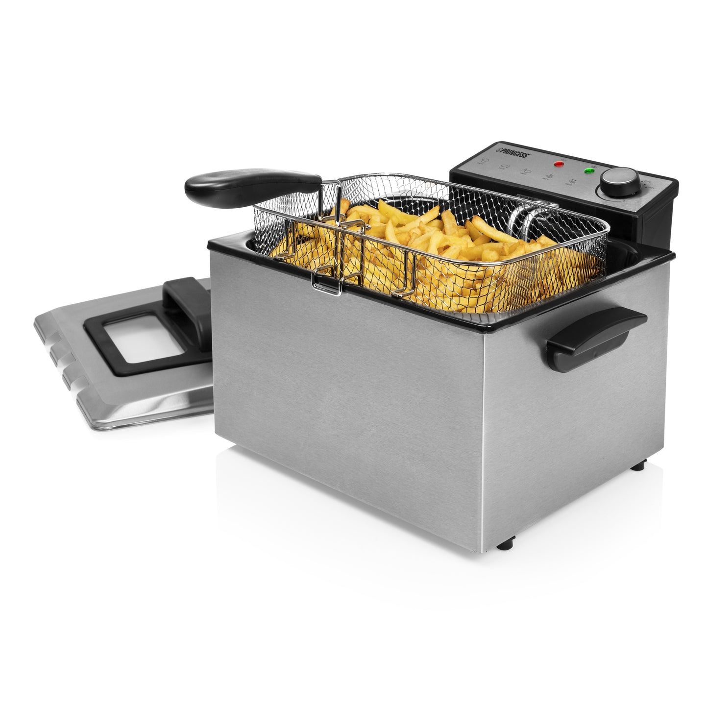 Princess 185000 Friteuse - 5L - 3270W - 3 Frituurmanden - RVS/Zwart