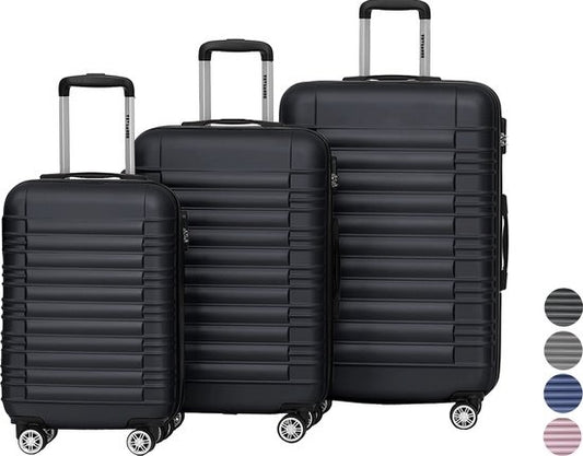 TRVLMORE Set van 3 Koffers – Incl. Cijferslot – 38L + 70L + 110L – Zwart
