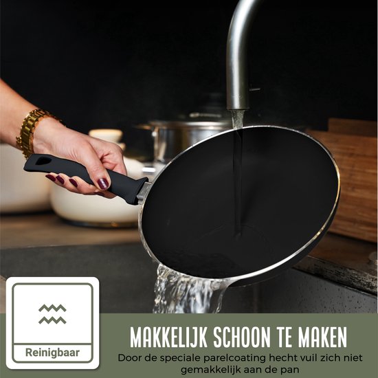 COOCK 19-Delige Pannenset Inductie - Zwart - Inclusief Onderzetters en E-book