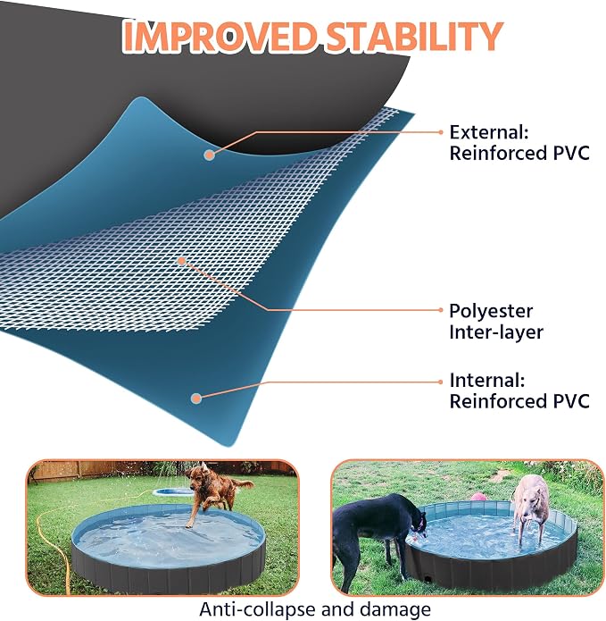 Yaheetech XXL Hondenzwembad Opvouwbaar 160 x 30 cm - Zwart - Antislip Hondenbad voor Honden en Katten