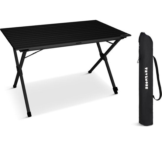 TRVLMORE Campingtafel - 120x70x70cm - Lichtgewicht met Aluminium Frame - Vouwtafel Verstelbaar - Kampeertafel - Klaptafel - Zwart