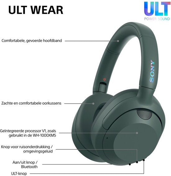 Sony ULT Wear - Draadloze Noise Cancelling koptelefoon met ULT Power Sound - Forest Gray