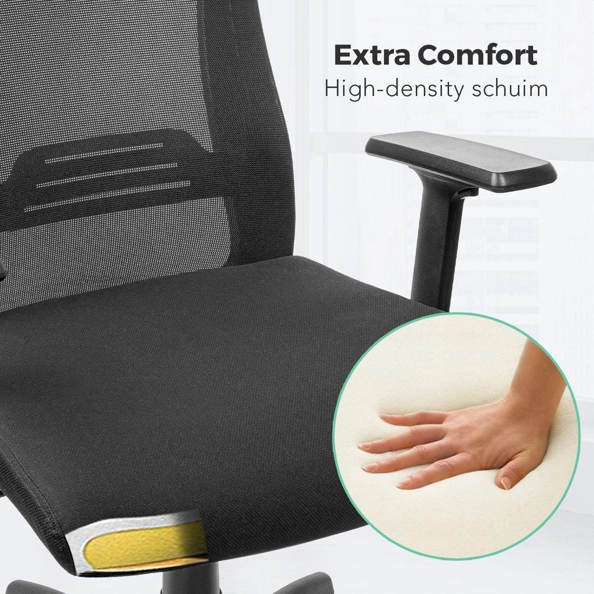 LifeGoods Ergonomische Bureaustoel - Office Chair - Verstelbaar - Volwassenen - Zwart