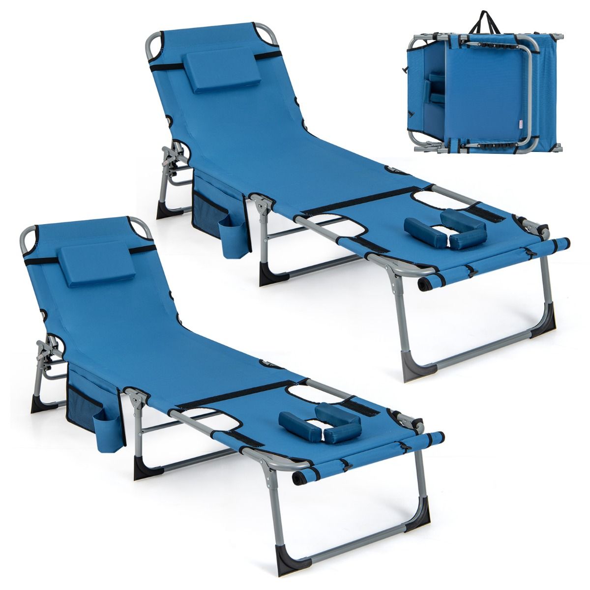 Coast Opvouwbare Ligstoel - met gezichtsopening en verstelbare rugleuning - marineblauw