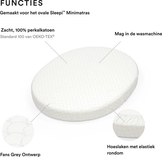 Stokke® Sleepi™ Mini Hoeslaken V3 - Fans Grey