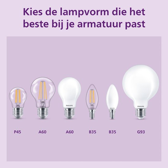 Philips LED lamp transparant - 40W - E14 fitting - Warmwit licht; 2700K - 6-pack