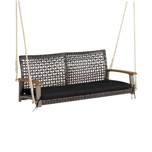 Coast 2-persoons Hangbank met Kussen - Zwart - 131 x 68 x 54 cm
