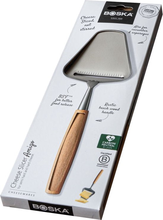 Boska Kaasschaaf Amigo – Schaaf Voor Belegen en Oude Kaas – Non-stick – Ergonomisch – RVS en Beukenhout