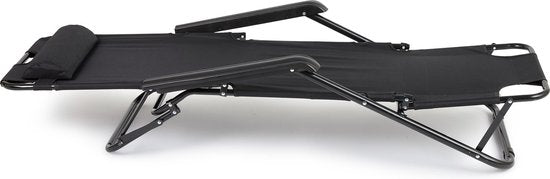 909 Outdoor Ligbed Stoel – Opvouwbaar & Verstelbaar – Loungestoel en Ligbed in 1 – Set van 2 – Zwart