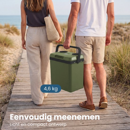 Auronic Koelbox Elektrisch 12V en 230 volt - 25L - Camping Koelkast - Auto - Koelen en Verwarmen - Frigobox - Groen