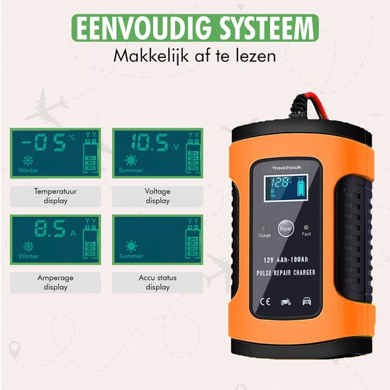 Travelhawk Acculader - Druppellader - Acculader Auto - Geschikt voor Motor Auto Scooter - 12V 6A