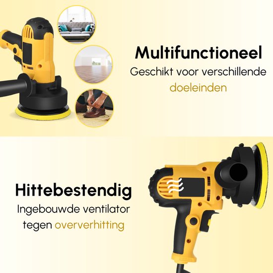 Gtrise Polijstmachine - Poetsmachine Auto - 6 Polijstschijven - 1400W Krachtig - Polier