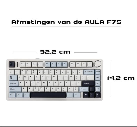 EPOMAKER x AULA F75 - Licht Blauw - Mechanisch Draadloos Toetsenbord - RGB - 75% - Qwerty - Gaming Keyboard - Reaper Switch