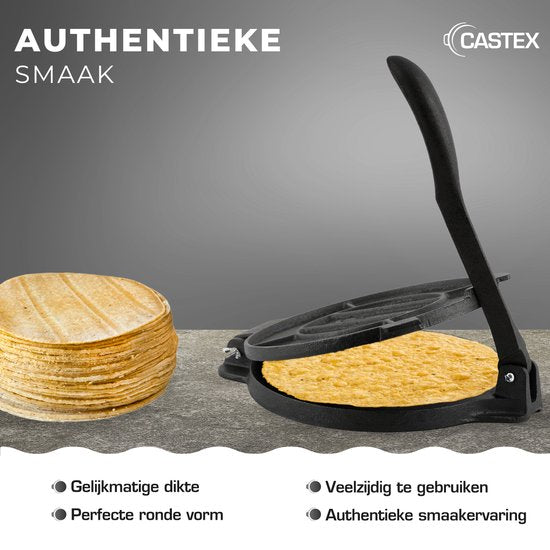 Castex Authentieke Tortilla pers Ø 20 cm - Tortillapers - Tortilla pan - Taco maker