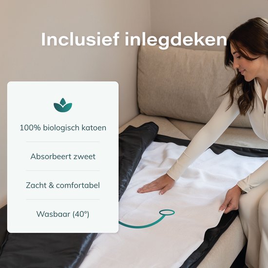 Soft & Silky - ComfortFlow Infrarood Deken - 35 tot 85º - Incl. Detox deken - Infrarood - Rood licht therapie - Sauna - Red Light Therapy - Lamp - Warmte - Elektrische - Deken - Voor spieren, fibromyalgie en gewrichten - Leer zwart