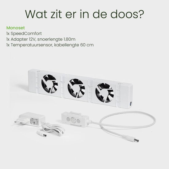 SpeedComfort Radiator Ventilator Mono Set - Energiezuinig – 2x Sneller Warm - Tot 22% energiebesparing – Simpel te plaatsen – Fluisterstil - Nederlands product - Wit