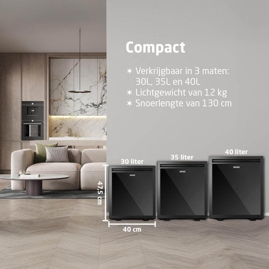 BREND BR-2225 Mini Koelkast Vrijstaand - 30 Liter – Tafelmodel Fridge - Instelbare Temperatuur – Minibar - Verstelbare Deurrichting – Zwart