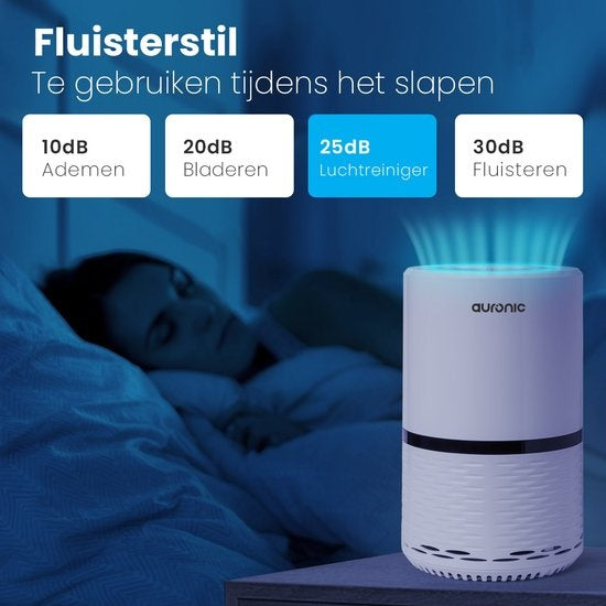 Auronic Luchtreiniger - Air Purifier met HEPA Filter - Verwijdert 99,97% - 25W - 3 Standen - Wit
