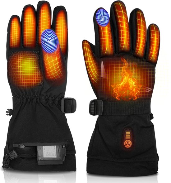 Qualitá® Verwarmde Handschoenen - Handschoenen Verwarmd - Waterafstotende - Elektrische Handschoenen Maat M - Met Touchscreen Compatibiliteit - Wintersport - Oplaadbaar - Zwart