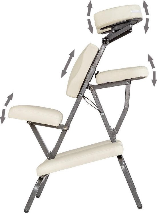 Massagestoel, behandelstoel met dikke bekleding beige inclusief zwarte draagtas