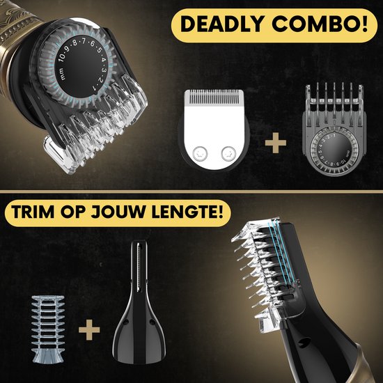 8-in-1 Baardtrimmer Mannen + Travel Bag - Trimmer voor Baard en Lichaam - Incl. 8 opzetstukken - Bodygroomer Mannen - Bodytrimmer Heren - Haar trimmer - Tondeuse - 0.5-15MM - Neus en Oor - Trimapparaat - Baard Machine - Multigroomer