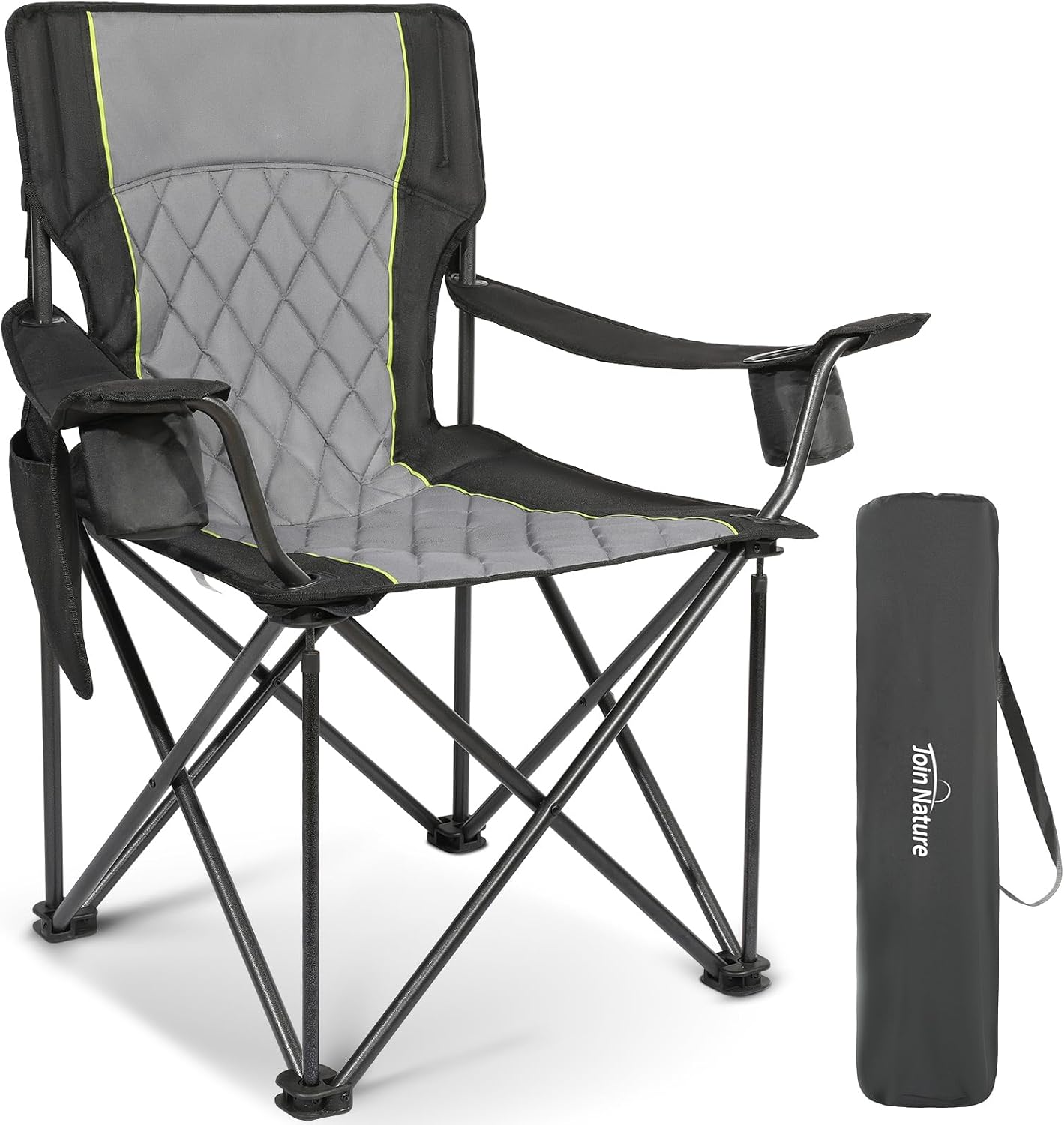 Join Nature Opvouwbare Campingstoel - Zwart - 56 x 94 x 97 cm - Belastbaar tot 227 kg