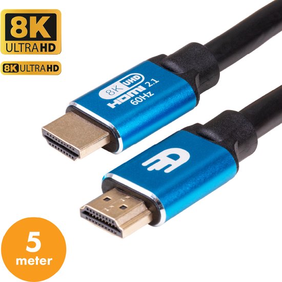 Drivv. Premium HDMI Kabel 2.1 - Ultra HD Hoge Snelheid 8K - 4K 120hz - Geschikt voor Xbox Series X & PS5 - 5 meter - Blauw
