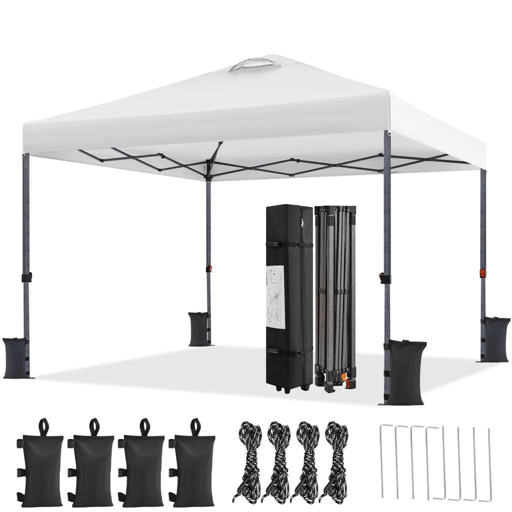 Yaheetech Opvouwbare Partytent 3 x 3 m - Wit - Waterdicht - Verstelbare Hoogte - UV50+ - Inclusief Draagtas en 4 Zandzakken