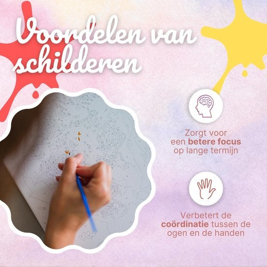 Rubye® Schilderen Op Nummer Volwassenen – Bloemen in Vaas – Inclusief Verf en Penselen – Canvas Schildersdoek – Kleuren op Nummer – 40x50cm